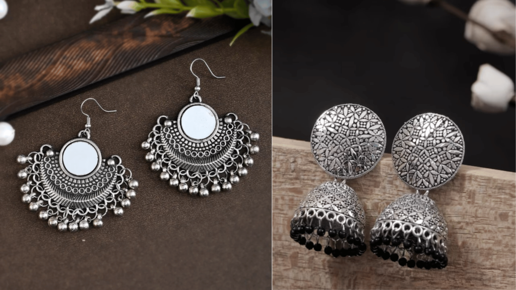 Oxidized Earrings and traditional Jhumkas